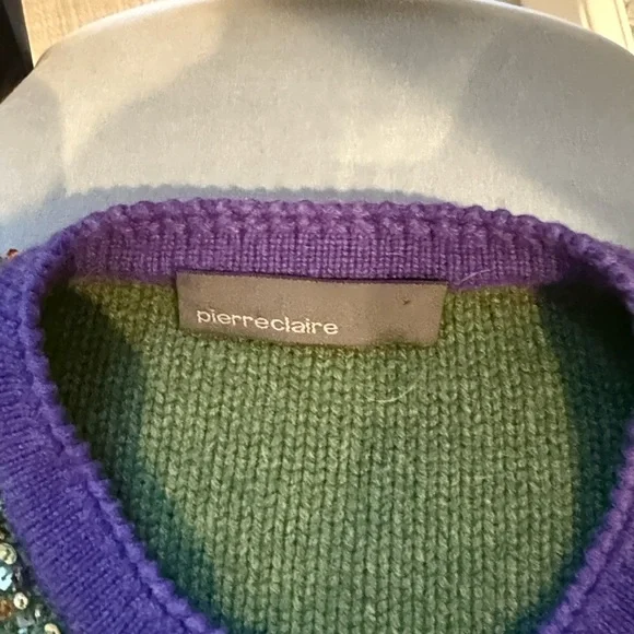 Green and Purple Embellished Women's sweater
